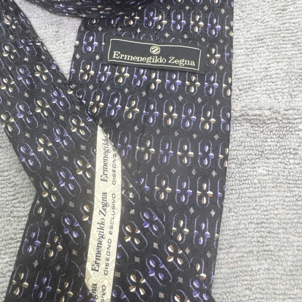 ermenegildo zegna Neck Tie Black Classic Geometric Disegno Esclusivo‎ Exclusive